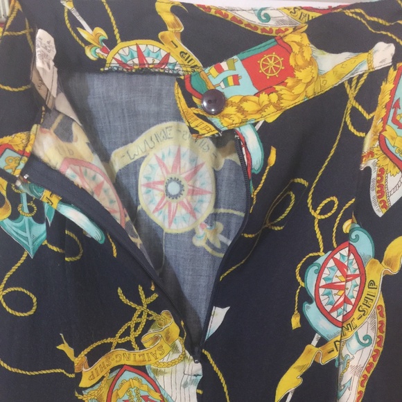 Vintage 70's Sailor Nautical Skirt High waistline Navy Blue Sz 8 - Picture 4 of 9